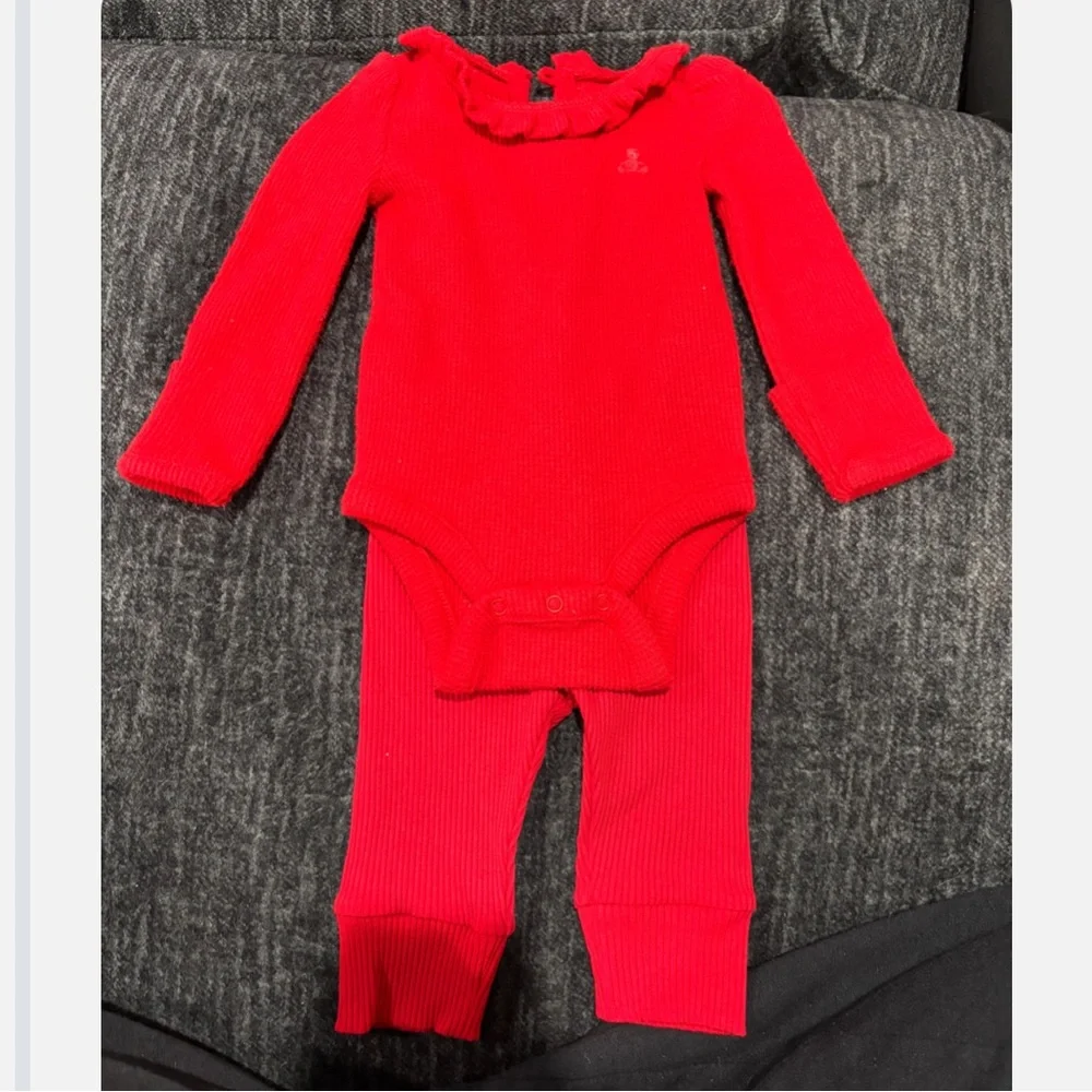 GAP Red Ruffled Bodysuit Set - Picture 1 of 1